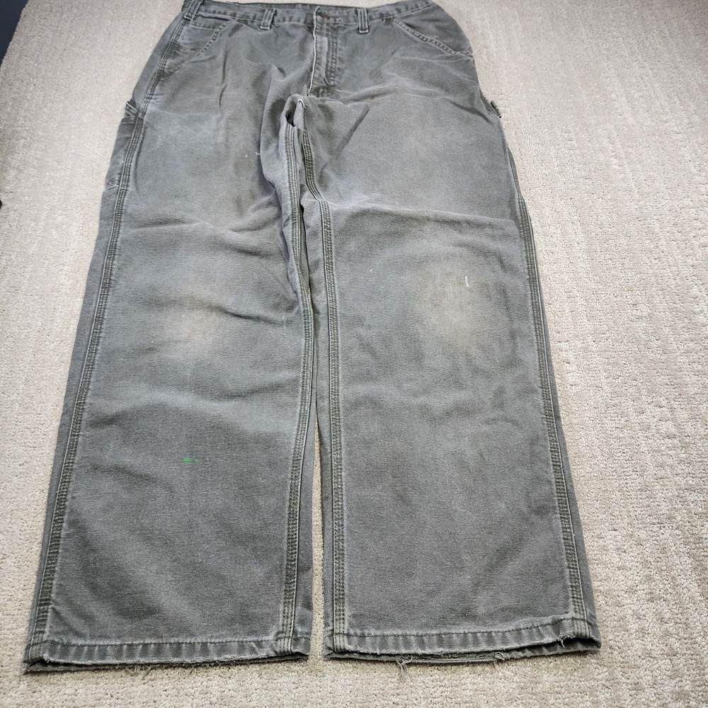 Vintage Carhartt‎ Pants Men 33x30 *READ* B11 Moss Green Canvas Distressed Baggy